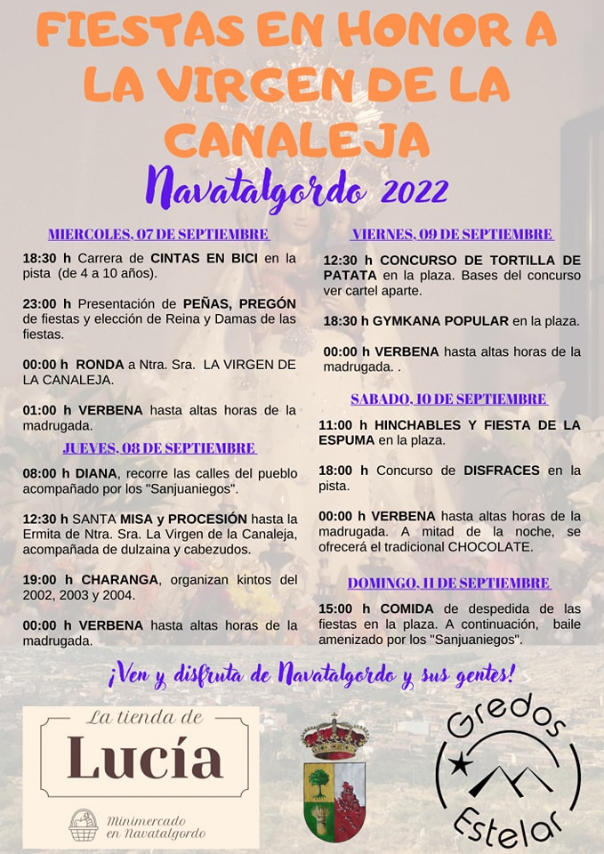 Fiestas en honor a la Virgen de la Canaleja 2022 Navatalgordo